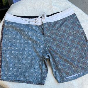 Rhythm Stylish Blue Patterned Men's Swim Shorts